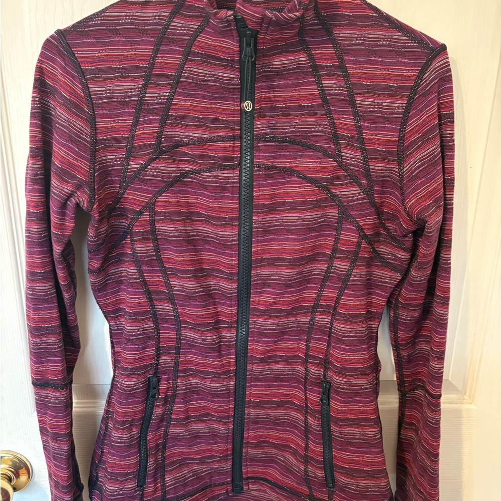Lululemon Athletica Women's Striped Ski Jacket - Pink and Black